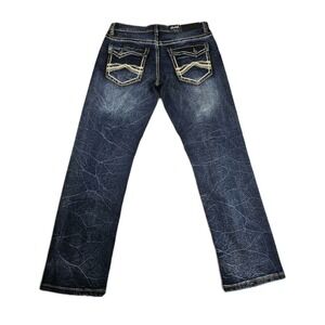 True Luck Men's Straight Jeans Sz 32x30 Dark Wash Classic Stretch  Flap Pockets